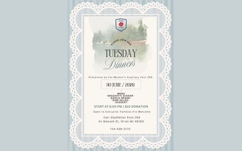 Tuesday Dinners - Presented By Women's Auxilary